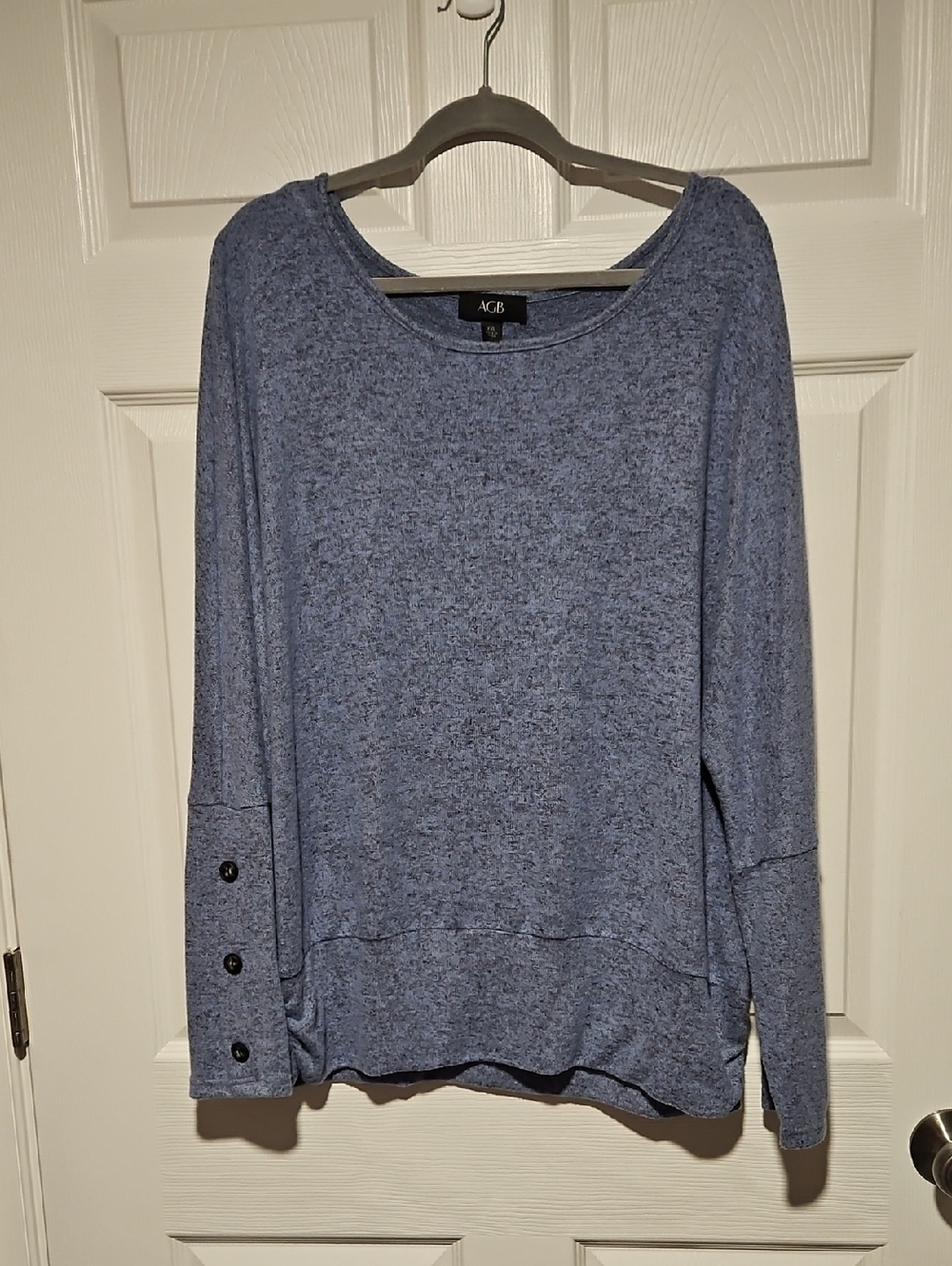 AGB Heathered Light Blue Button-Cuff Pullover
